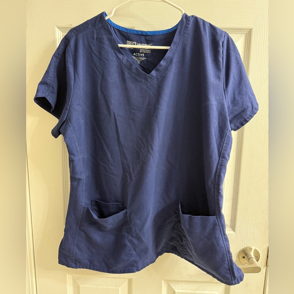 🩺2 for $20🩺 Grey's Anatomy Women's Deep Blue Short Sleeve Scrub Top